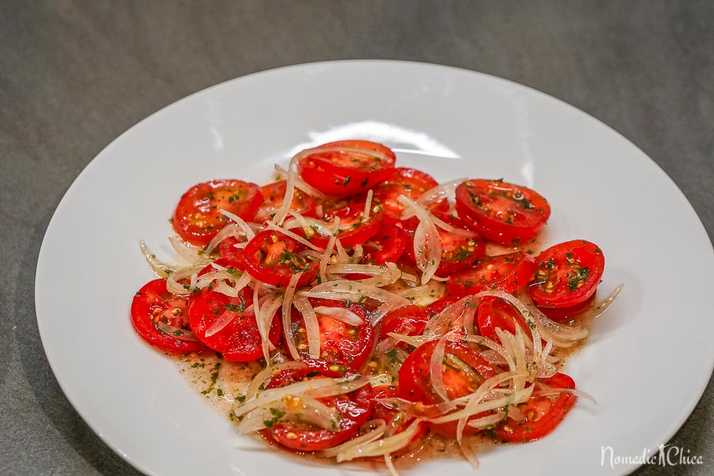 Chilean Salad tomatoes and onions Traditional Chilean Food Easy quick Recipe www.nomadicchica.com