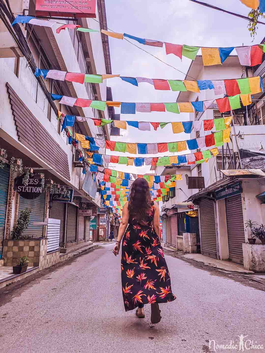 Colorful street in Kathmandu Nepal Lazimpat