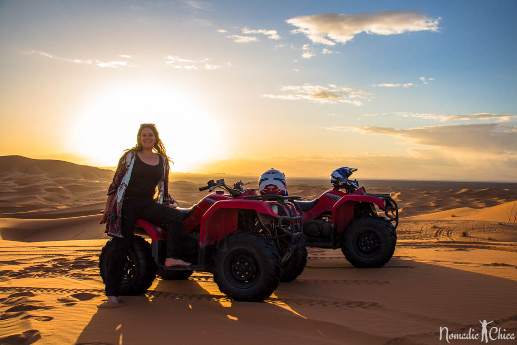Driving a Quad in Sand dunes Morocco Luxury Camp Merzouga Sahara