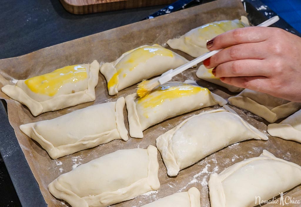 Painting Chilean Baked Beef Empanadas / Empanadas de Pino. #Cooking #Recipes #ChileanGastronomy #ChileanRecipes #SouthAmericanRecipes