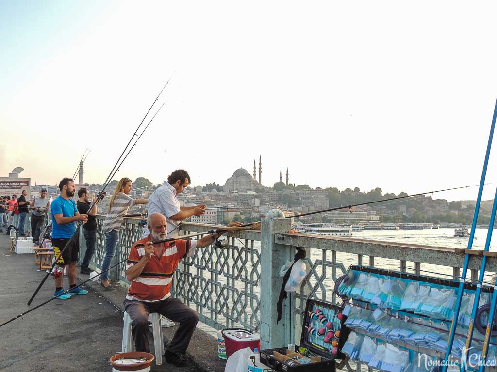 Istanbul fishing in the Bosphorus river